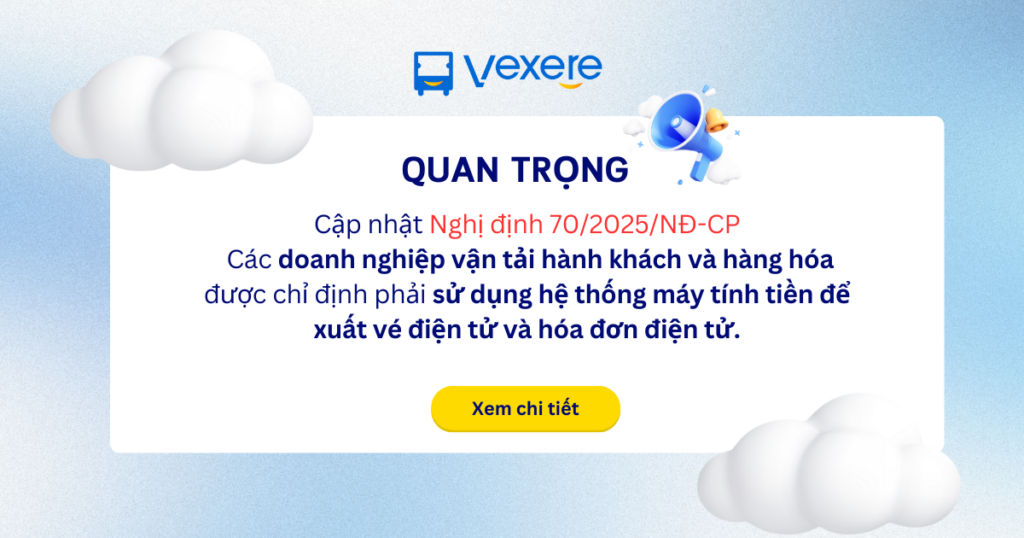 Nghị định 70 - Vé điện tử, hoá đơn điện tử nhà xe 