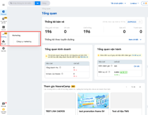 Bước 2 Vào menu Marketing, Công cụ Marketing cho nhà xe Vexere