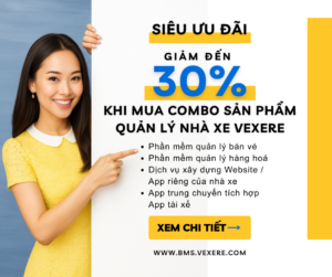 Chương trình giảm giá các sản phẩm quản lý nhà xe của Vexere
